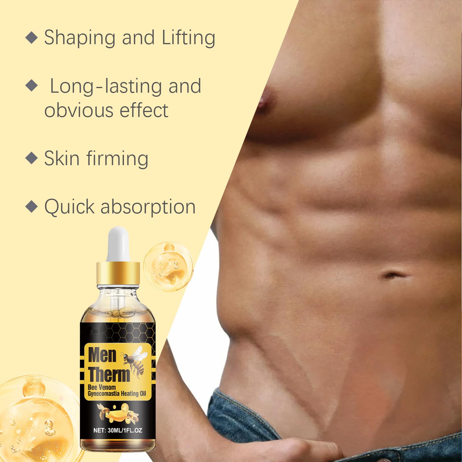 Orignal Chest Fat Remover Bee Venom Gynecomastia Heating Oil 🔥